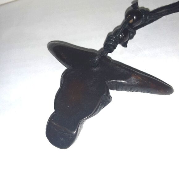 Hand CRAFTED UNISEX brown bull head pendant with adjustable necklace - Picture 4 of 8